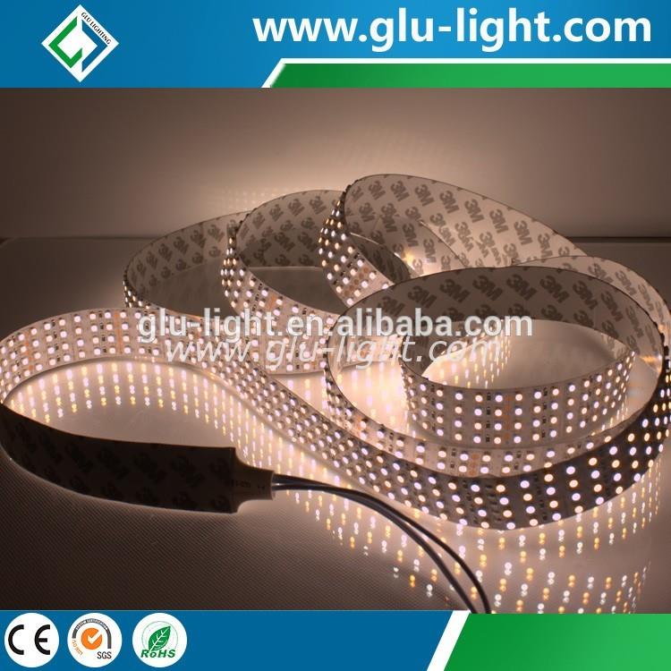 China manufacturer 4OZ PCB 24V 480leds/m Epistar dual color 4 row 3528 led ribbon Dual color W+WW bi color 3528 led strip, CCT 480led/m 4 row 3528 led strip