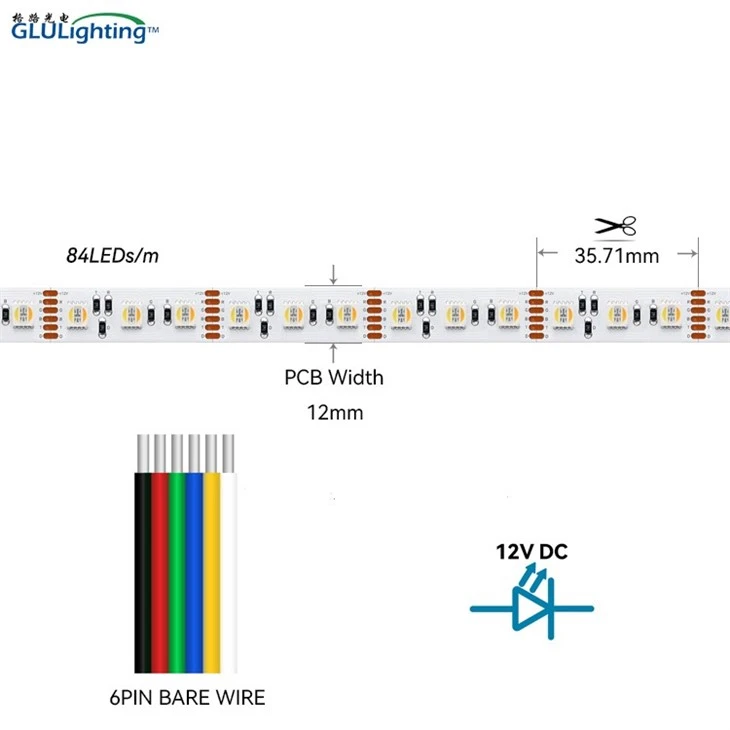 RGBWW 5-in-1 84leds Per Meter 12V-24V-48V Flex Strip high quality