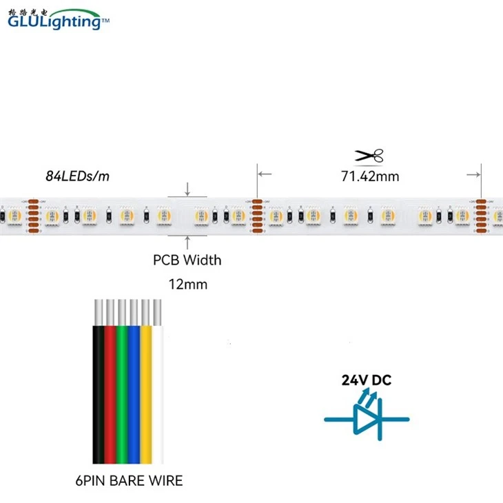 RGBWW 5-in-1 84leds Per Meter 12V-24V-48V Flex Strip factory