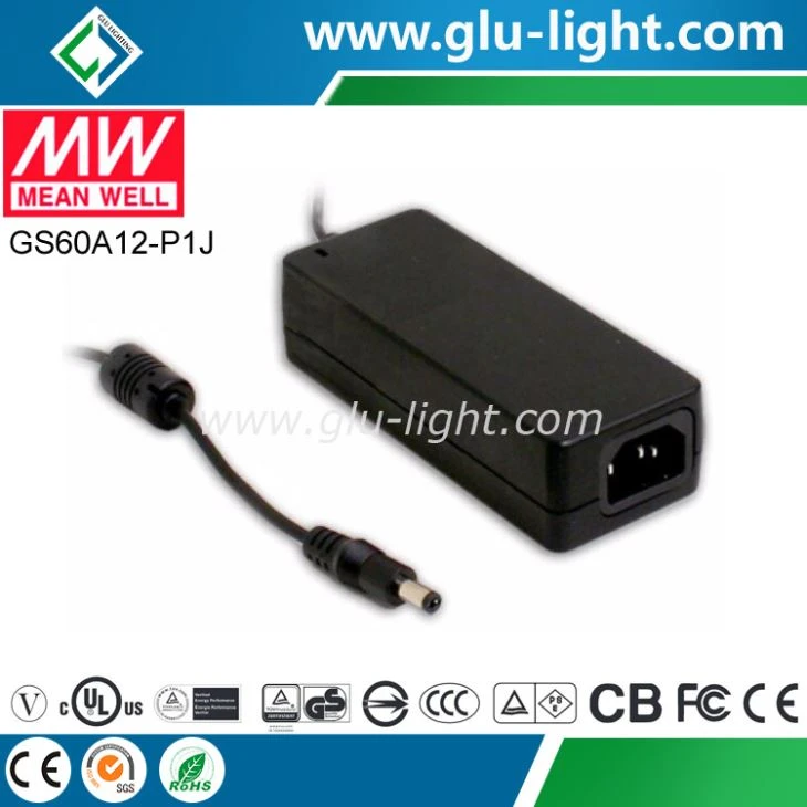 60W 12V AC-DC Meanwell Industrial Adaptor GS60A12-P1J